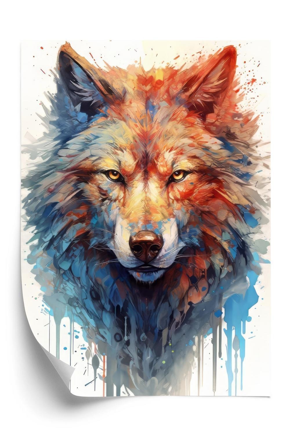 Plakat - Portræt med et ulvehoved