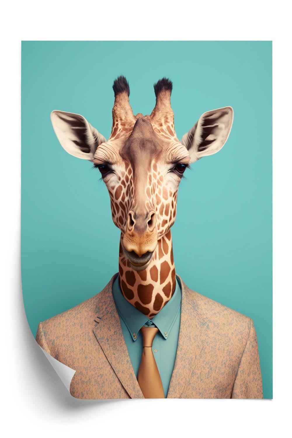 Plakat - Giraf i slips og jakke