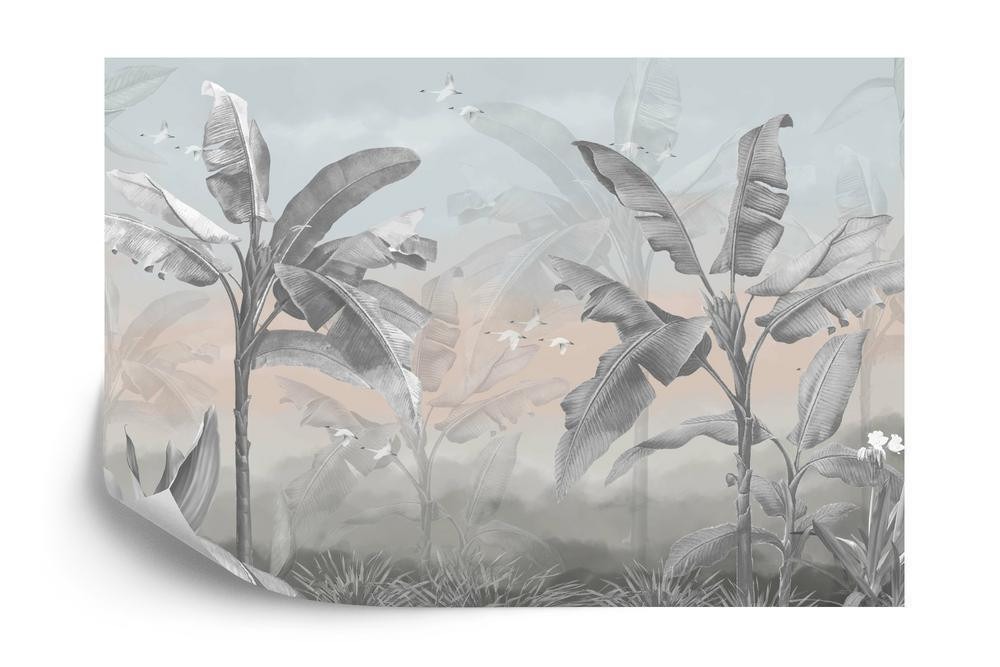 Fototapet - Banana tree wallpaper design with pastel tones tropical landscape mural art.