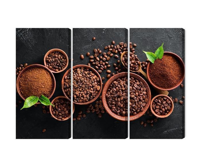 Flerdelt Lærred Malet Kaffe Og Bønner