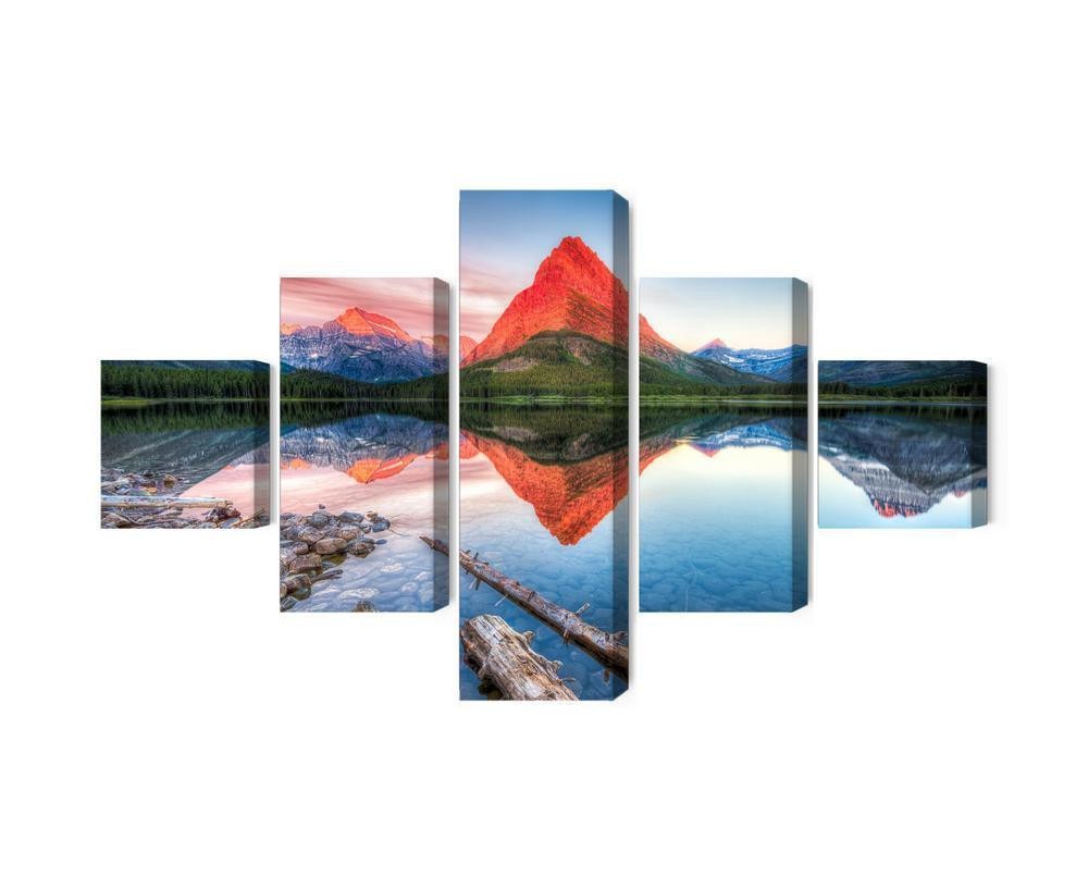 Flerdelt billede på lærred swiftcurrent lake i usa