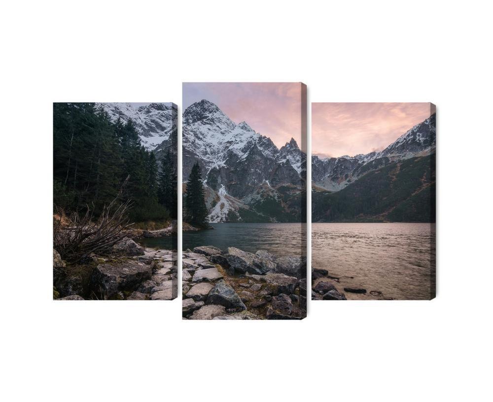 Flerdelt Lærred Sø Og Skov I Bjergene