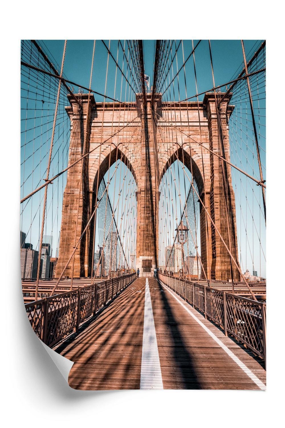 Plakat - Brooklyn bridge med blå himmel i baggrunden