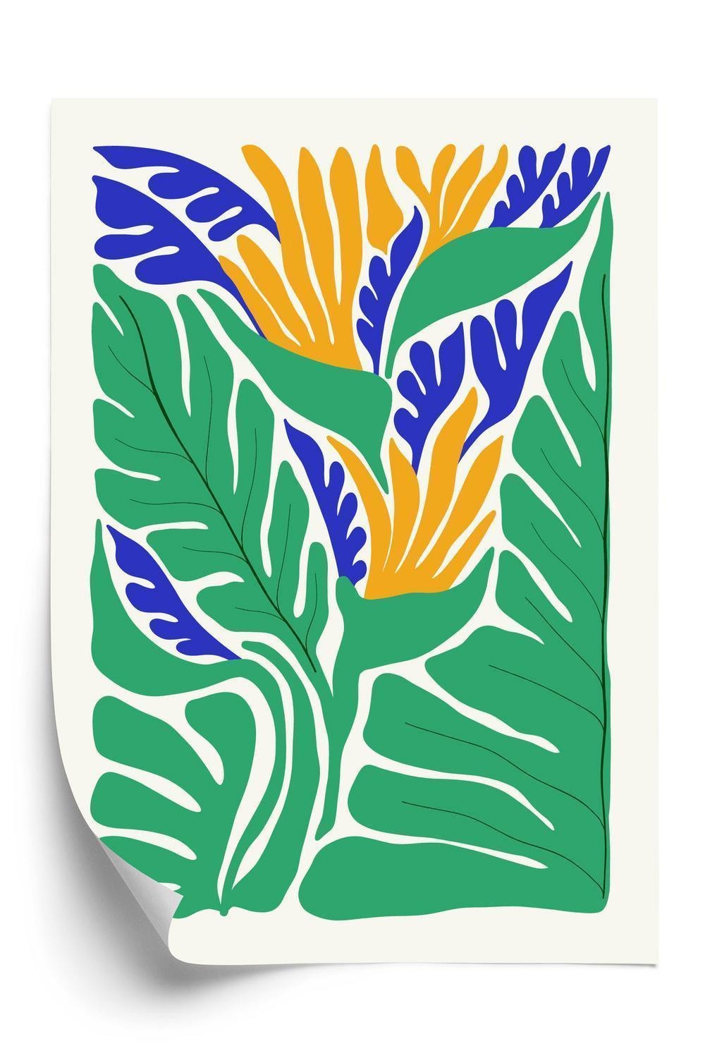 Plakat - Abstrakte planter i matisse stil