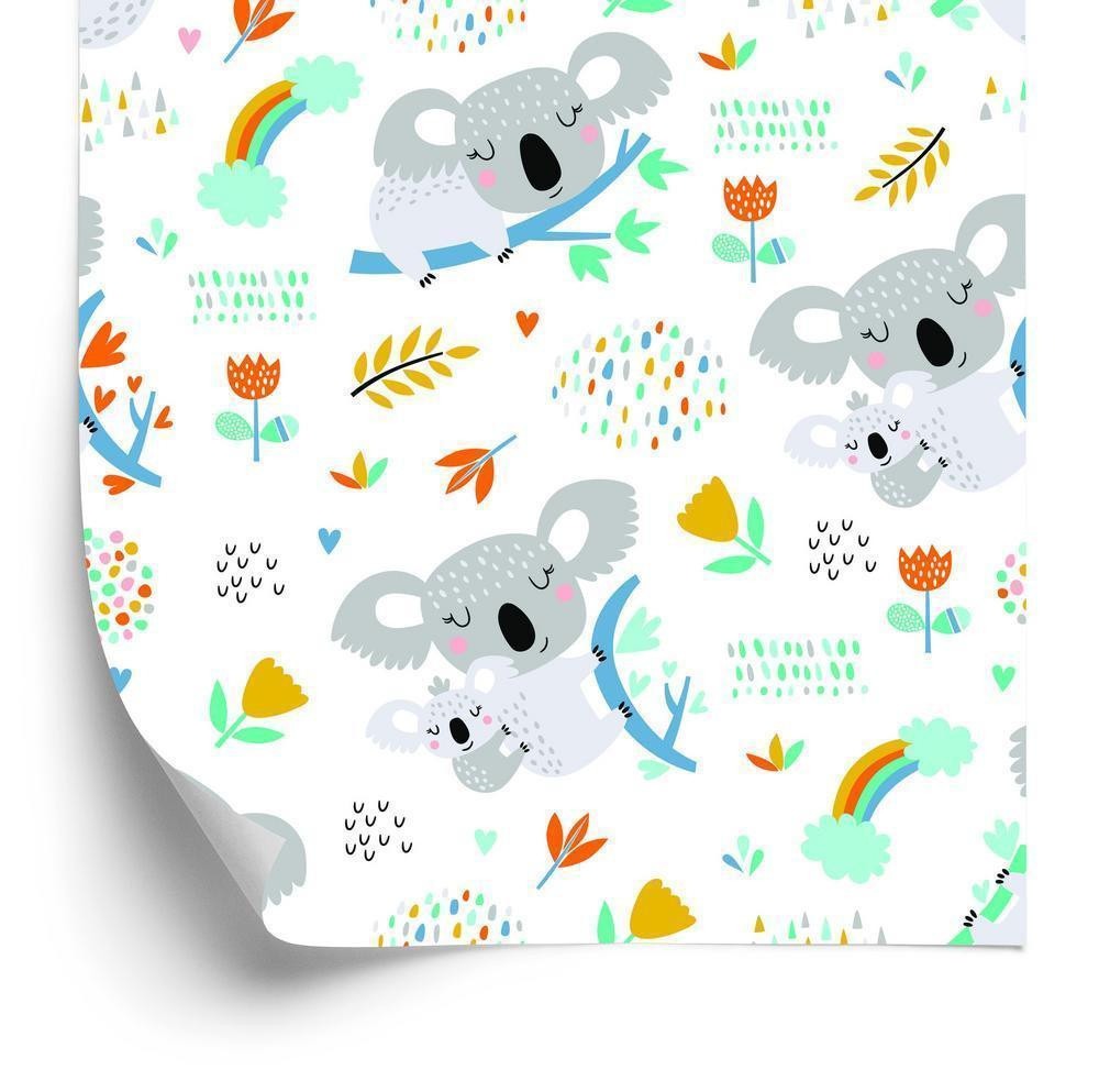 Tapet - For boy koala rainbow clouds flowers