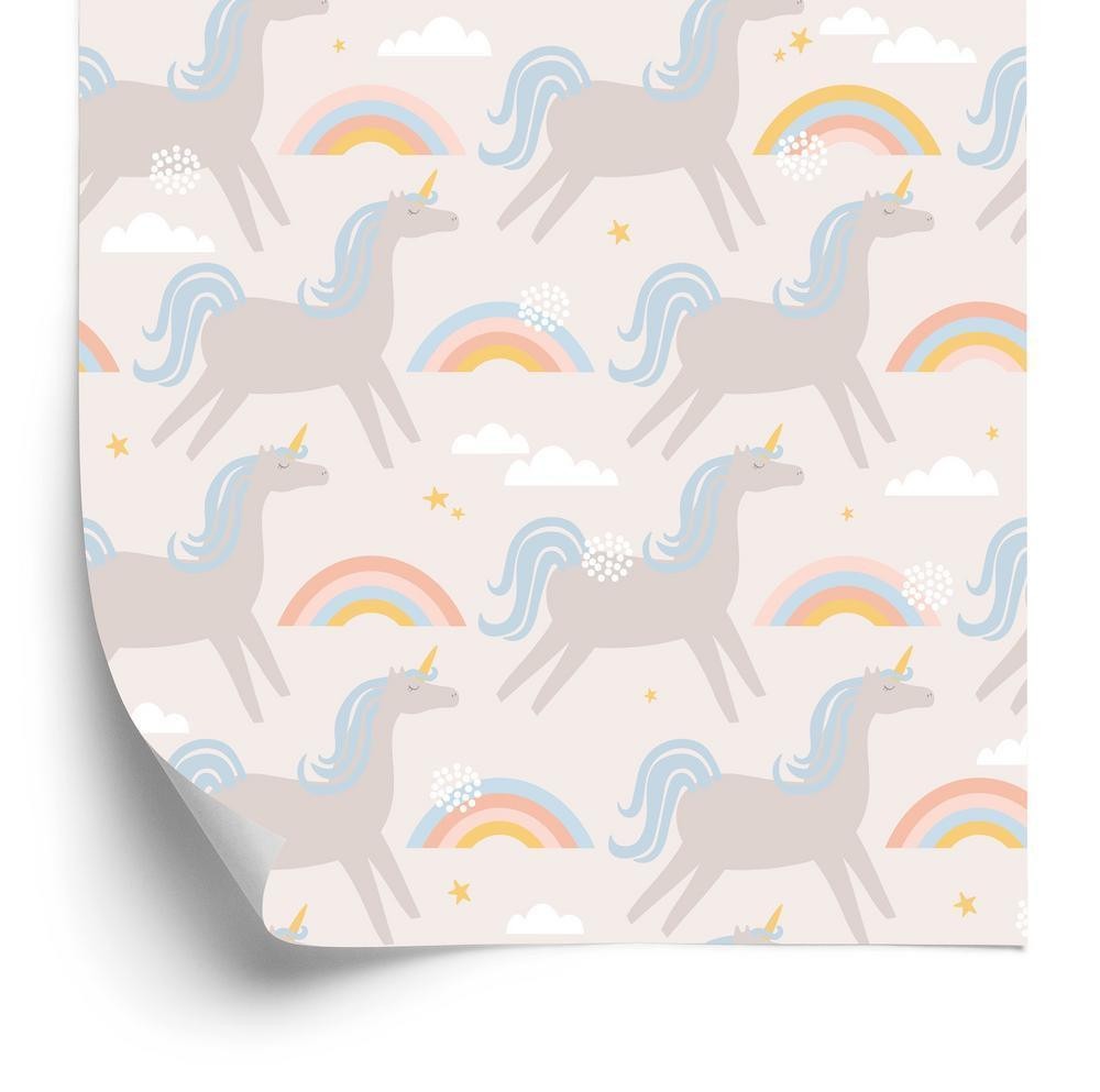 Tapet - Pastel rainbow unicorns