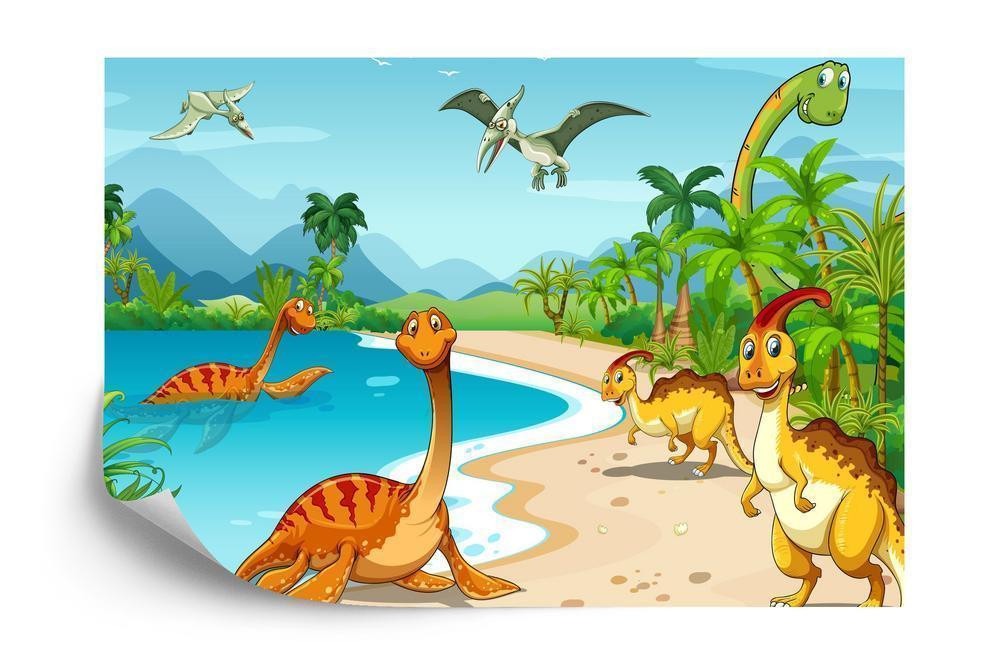 Fototapet - Dinosaurer på stranden