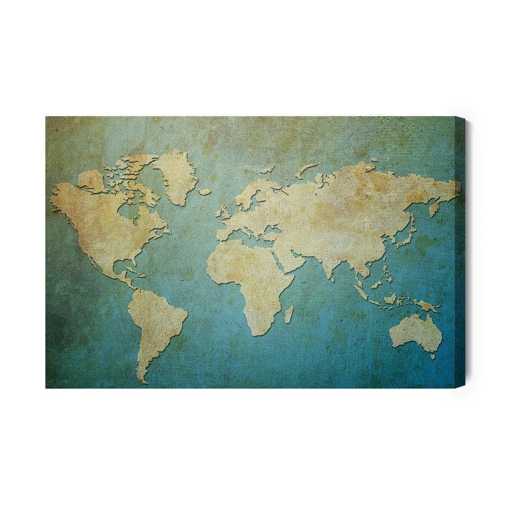 Lærred - Dekorativt verdenskort