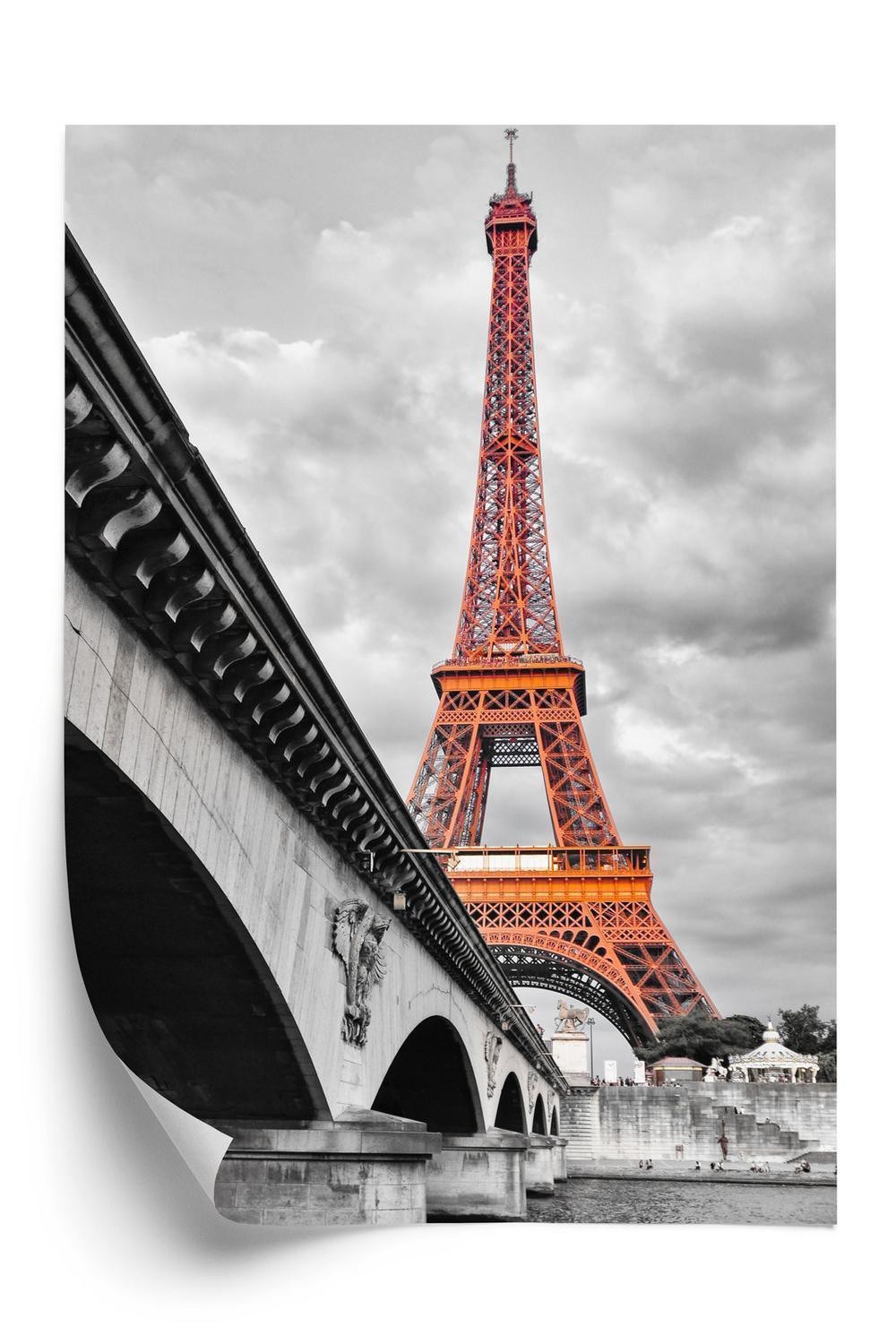 Plakat - Eiffeltårnet monokromt og rødt