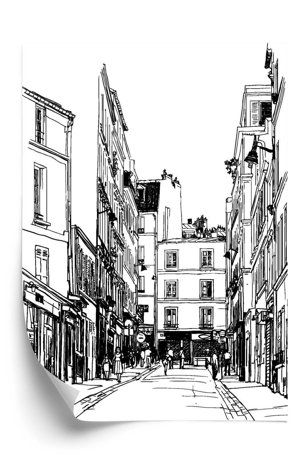 Plakat en gade nær montmartre i paris - Skitse