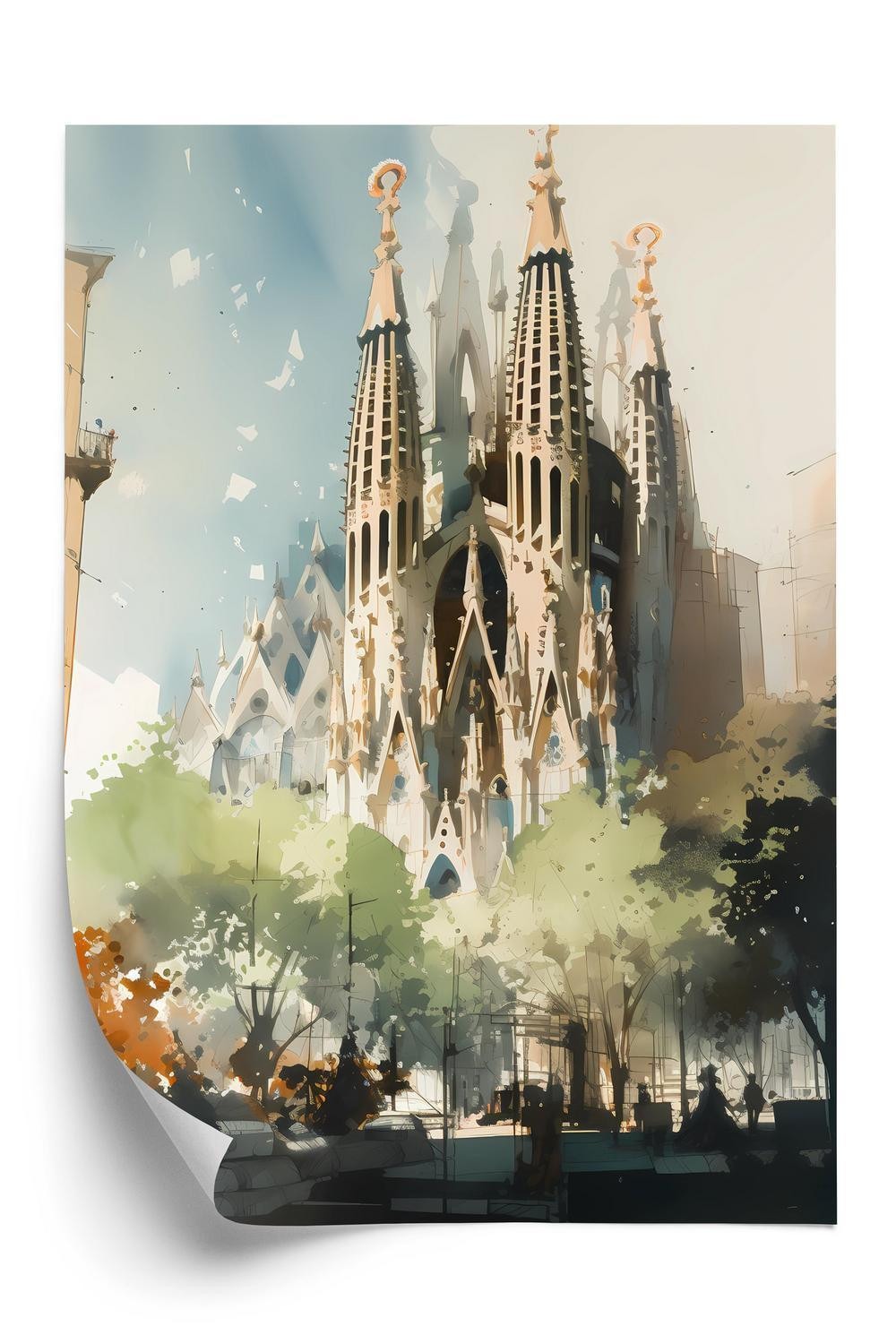 Plakat - Abstrakt illustration af sagrada familia-Kirken