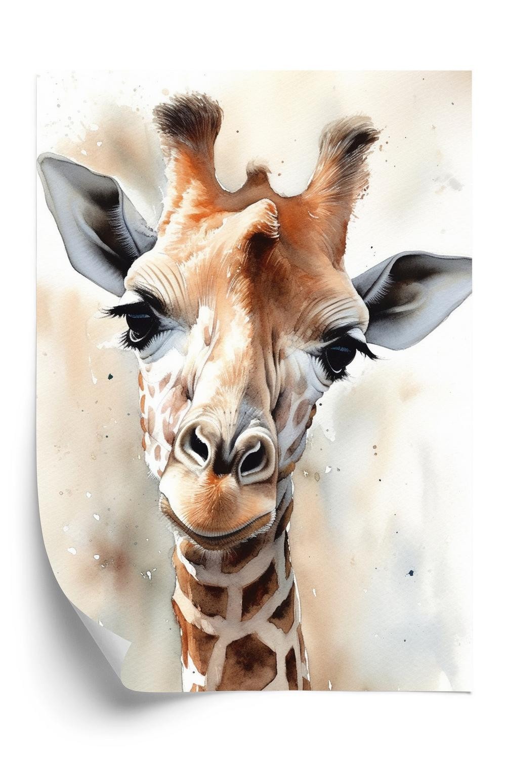 Plakat - Ung giraf med et sødt look