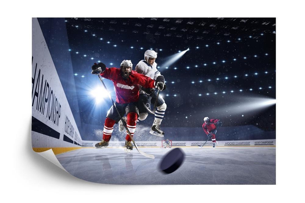 Fototapet - Hockeyspillere støder sammen