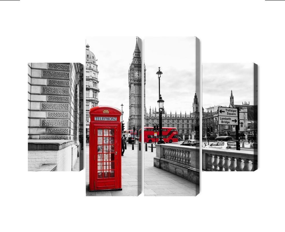 Flerdelt lærred london telephone booth og big ben