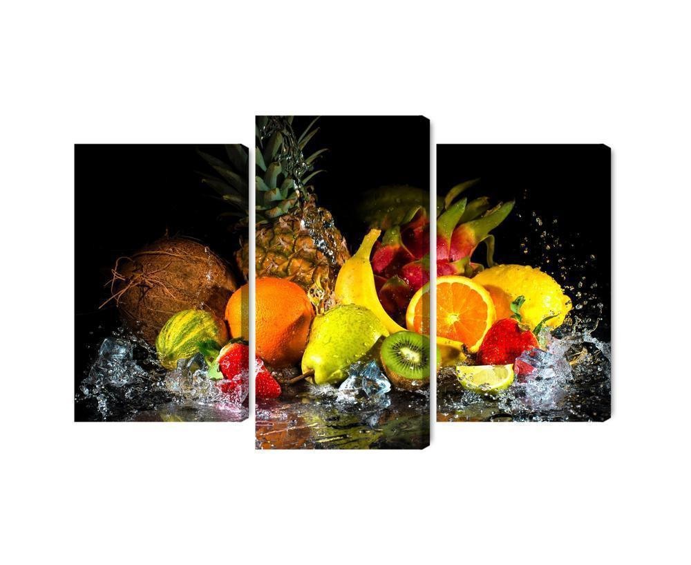 Flerdelt billede på lærred frugt med et stænk vand