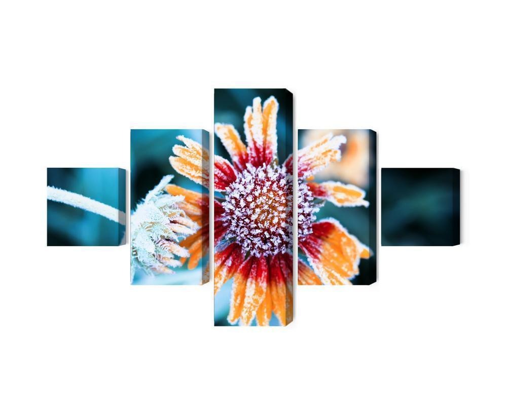 Flerdelt billede på lærred rudbeckia blomster dækket med frost